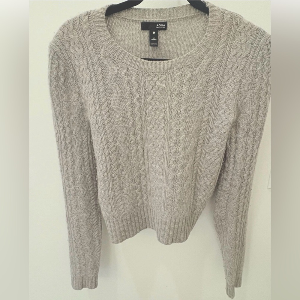 Aqua For Bloomingdale’s Cashmere  Sweater Crewneck Gray, Size S - 100% Cashmere